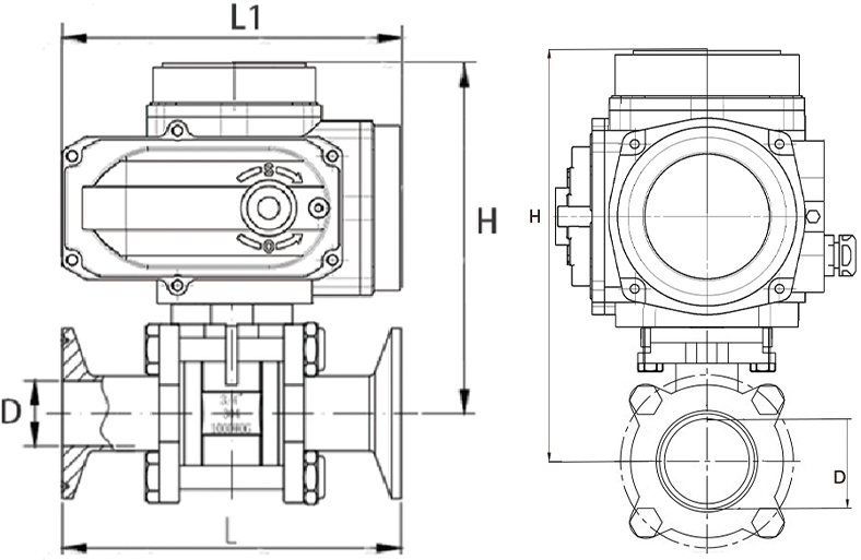 Q981F-16P电动三片式球阀结构图.jpg Q981F-16P电动三片式球阀结构图.jpg