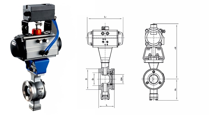 VQ670(F/H/Y)对夹式气动V型球阀结构图 V型球阀(图4)