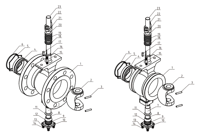 气动V型球阀内部结构图 V型球阀(图2)