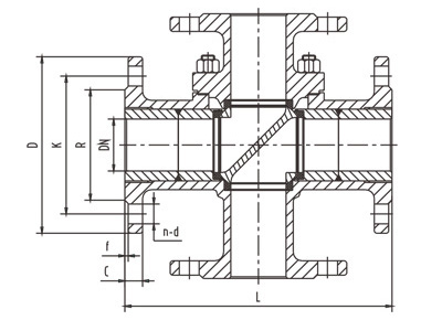 Q46F手动四通球阀外形结构图 Q46F四通球阀(图2)