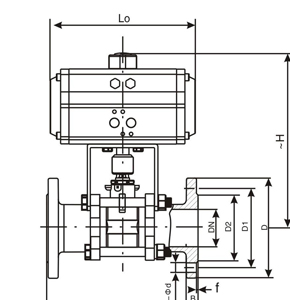 Q641F气动三片式法兰球阀(图1) Q641F气动三片式法兰球阀(图1)